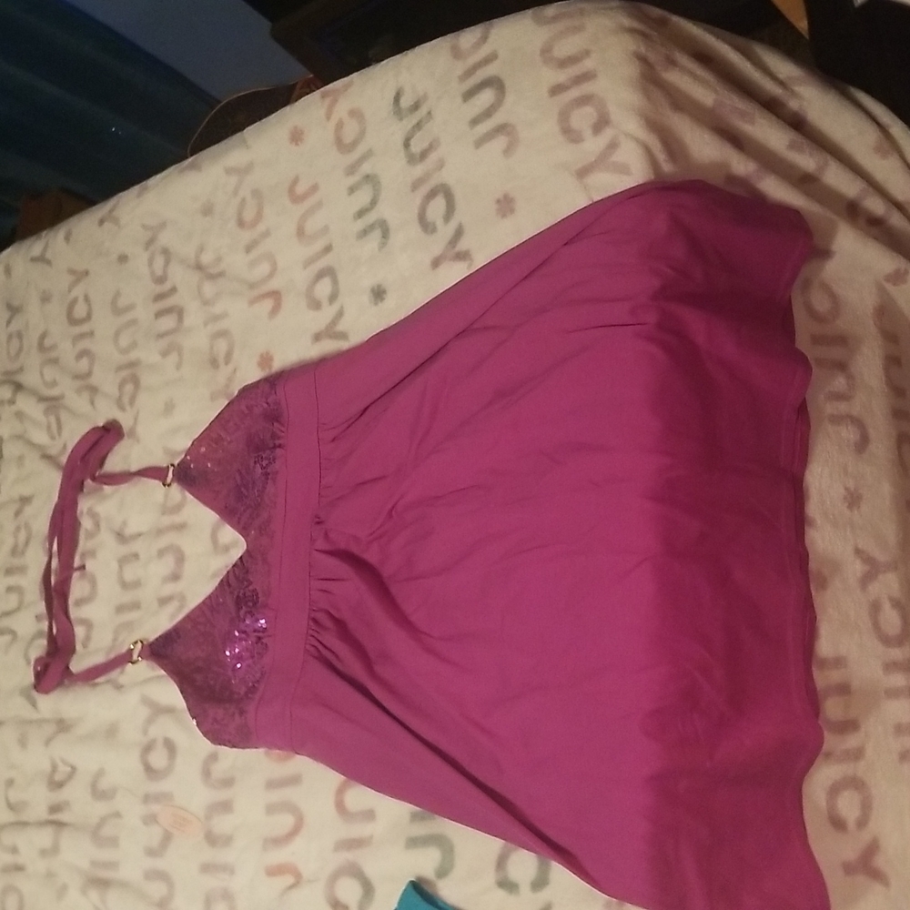 Victoria's Secret Halter Nightie in Bright Pink with Sequin Bodice